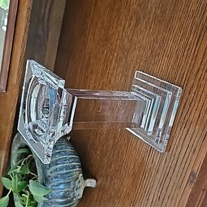 Like new 7" square crystal pillar candle holder